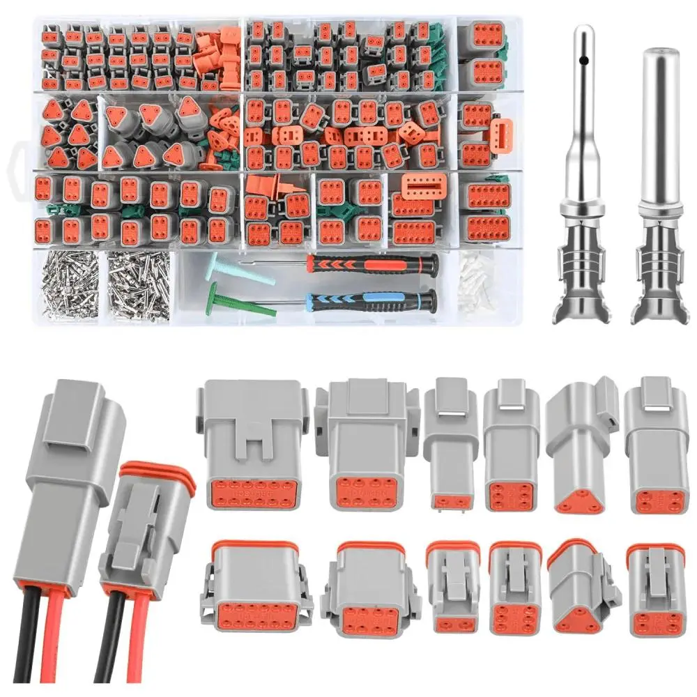 Nilight DT Series Waterproof Seal Connector Kit, 50 Sets with 2/3/4/6/8/12-PIN Thermoplastic PA66 Nylon Housings, Size 16 Stamped-Formed Contacts for 14-18 AWG Wires & Removal Tool, Harsh Environments, Ip67 Rated