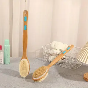Wooden Double-sided Shower Brush, 1 Count Soft & Stiff Bristles Body Brush, Exfoliating Tool, Body Scrubber, Bathing Accessories for Home Bathroom
