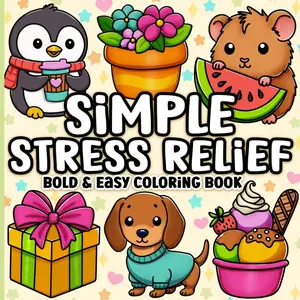 Bold and Easy Coloring Book: Simple Stress Relief Large Print Designs for Adults, Seniors & Beginners, Paperback