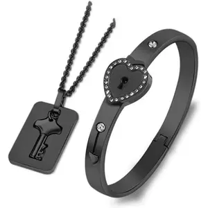 Lock Bracelet and Key Necklace – Titanium Steel for Couples, Romantic, Perfect for Valentine’s Day, Birthdays, Christmas, Weddings, and Anniversaries