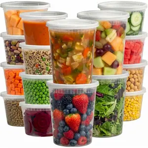 16 Sets Deli Containers with  - 16oz & 32oz - Leak Proof, Microwaveable, Dishwasher & Freezer Safe - Plastic  Storage & Soup Containers