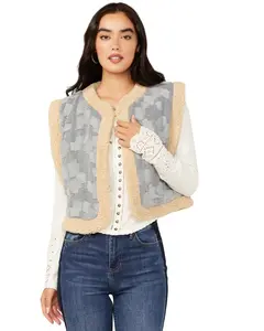 Miss Me Women's Geo Print Fleece Lined Vest - Mj0481t