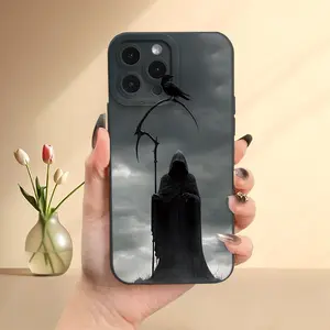 A Death and Raven Pattern Phone Case, TPU Shockproof Full Protection Case, Suitable for iPhone 17/16/15/14/13/12/11 PRO MAX PLUS AIR E XS and PROMAX MINI, Ideal Gift for Friends and Family, MS2530