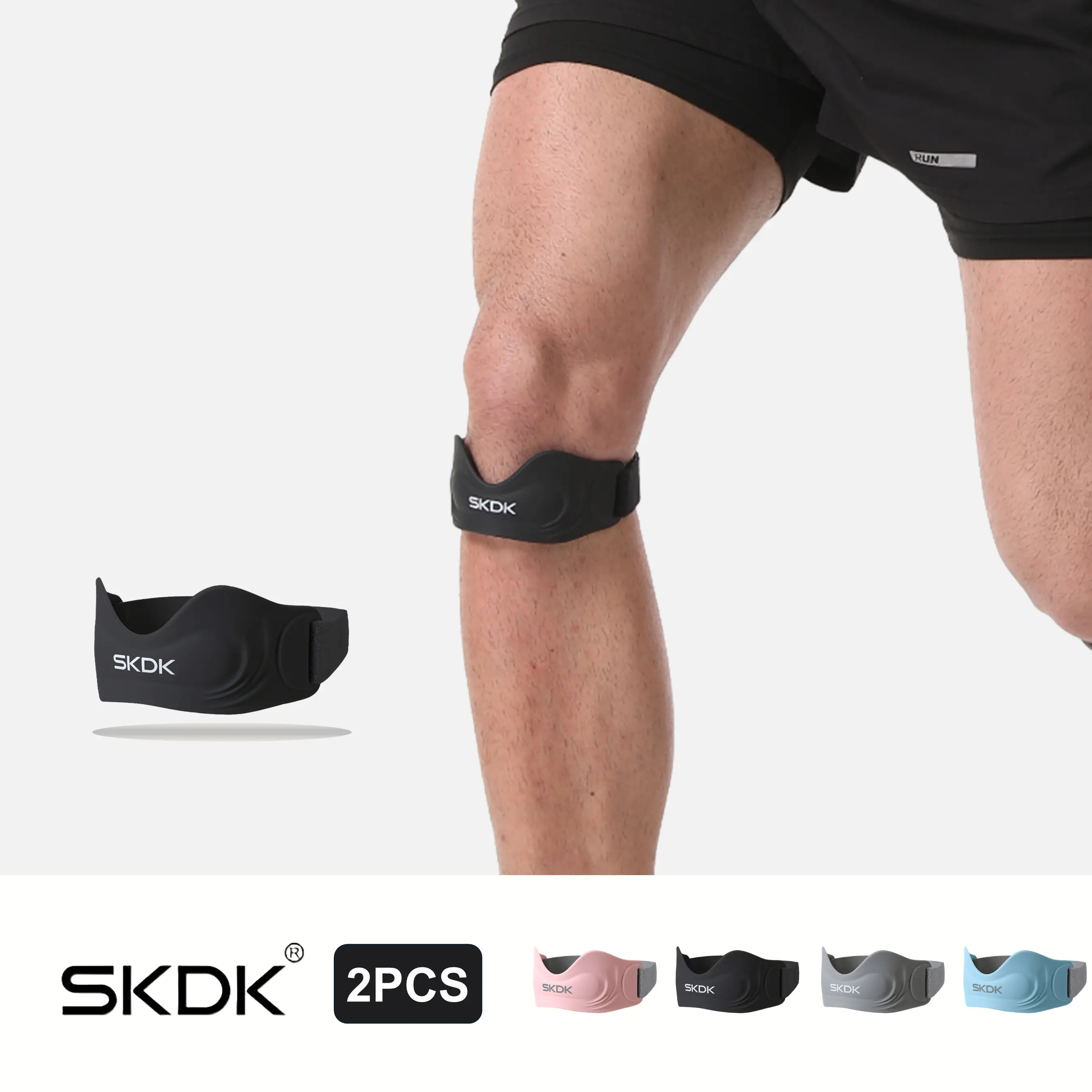 SKDK 2pcs Silicone Patella Strap, Adjustable Double Velcro Knee Band for Basketball, Fitness - Versatile and Practical Sports & Daily Wear Accessory, 2 Pack, All-Silicone Material, Sports And Daily Wear, Sports Gear