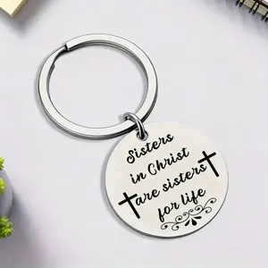 2pcs Inspirational 'Sisters in Christ' Metal Keychain Gifts - Durable Christian Faith Tokens with Heartfelt Messages - Perfect for Women, Birthday, Graduation, Christmas, and Spiritual Favors for Adults