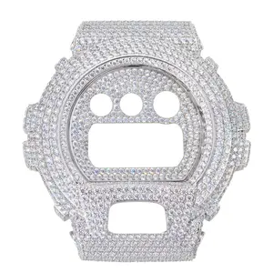 UCCIYO Compatible DW6900 Universal Bezel IceOut Copper Moissanite Watch Case 18K Gold-Plated Lab-Grown Moissanite Crystal-Set Watch Case Unisex Hip-Hop StyleJewelry Gift [#CMW08 CMW17]