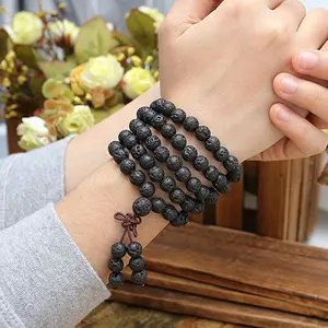 Exquisite 108 Beads Necklace 8mm Buddhist Rosary Black Beads Bracelet Must-have Item for Yoga Buddhist Rosary Prayer