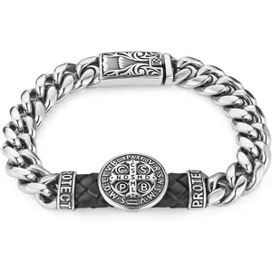 8.5Inch Cuban Link Bracelet for Men  Stainless Steel Heavy Biker Link Bracelet
