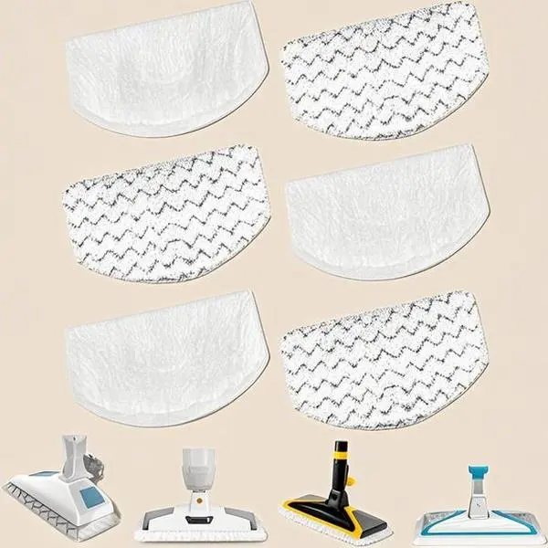 6-Pack Washable Reusable Microfiber Steam Mop Pads - Bissell Replacement with Scrubbing Strips - Compatible with Powerfresh, Deluxe Pet, Lift-Off Plus Models 1940,1806,2685A - Absorbent Microfiber Towel for Hard Floors, Durable Multiple Fits Deep Cleaning