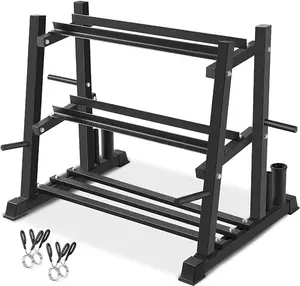 Dumbbell Rack, Bongkim Dumbbell Set with Rack Stand, Dumbbells Weights Rack for Home Gym, Weight Rack for Dumbbells, Kettlebells, and Weight Plates 1100LBS
