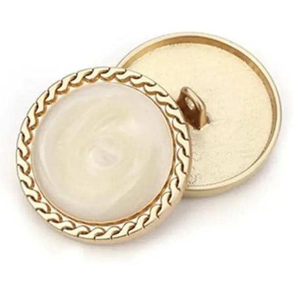 5 count   Women's Buttons for Clothing Decoration Metal Coat Button DIY Sewing Craft Accessories (White, 15mm)