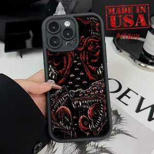 Phone case for iPhone 16 E Pro Max 15 Plus 14 13 12 11 XR XS Dark Evil Patterns Shockproof Silicone TPU Bumper Drop Protection Soft Cover