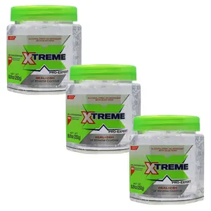 Xtreme Pro-Expert Clear Styling Hair Gel, Alcohol Free 24-Hours Xtreme Control With Aloe Vera, 8.8 Oz Jar (Pack of 3)