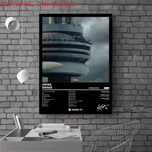1 piece/set frameless canvas painting print poster, Canvas Prints, hip-hop culture Characters realism art, Drake - Views, a gift for Rap Music loves, ideal for home decor