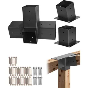 VEVOR Pergola Bracket Kit, 6x6 Inch (Inner Size 5.5x5.5), 4 Pcs 3 - Way Heavy Duty Corner Bracket Woodworks DIY Post Base Kit, Easy Installation Wooden Beams for Gazebos, Patio Pergolas, Log CabinVEVOR Super Brand Day