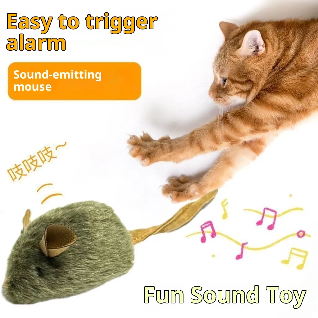 Lifelike Squeaky Mouse Cat Toys - 1 Pack Plush Sound Mice for Kitten Solo Play, Durable Chew-Resistant Pet Toy to Relieve Boredom & Spark Hunting Instincts, Chew Resistant Mice & Animal Toys, Enrichment Toy Mice & Animal Toys