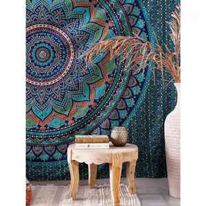 Popular Handicrafts Tapestry Wall Hanging Hippie Ombre Mandala Bohemian Hippy Intricate Indian Tapestries Bedspread Tarquoise