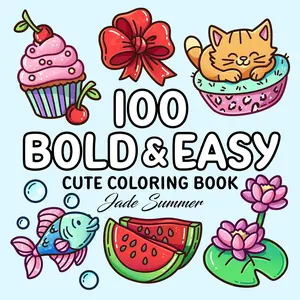 100 Bold Coloring Book: Simple, Easy, and Large Print Designs for Adults and Kids with Animals, Flowers, Food, and More! Bold and Easy Coloring Books
