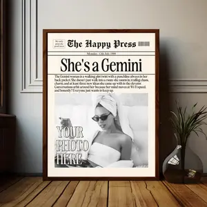 Custom Newspaper Style Gemini Zodiac Poster, Girl Fashion Wall Decor