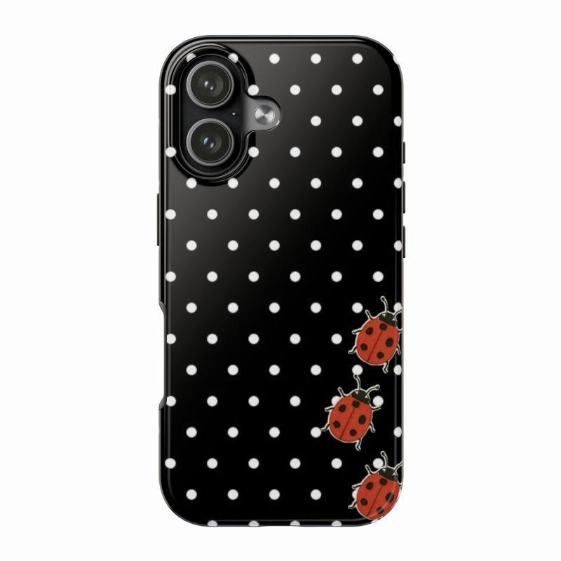 8 Vers Ladybug Polka Dots Tough Phone Case, Cutest Design Case Cover with iPhone 17 16 15 14 13 12 11promax & More