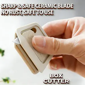 Mini Magnetic Ceramic Box Cutter, 7mm Sharp Safe Retractable Utility Knife, No Rust Pocket Letter Opener for Packages,  Boxes - Portable Safety Box Opener Tool for Home, Office, Warehouse