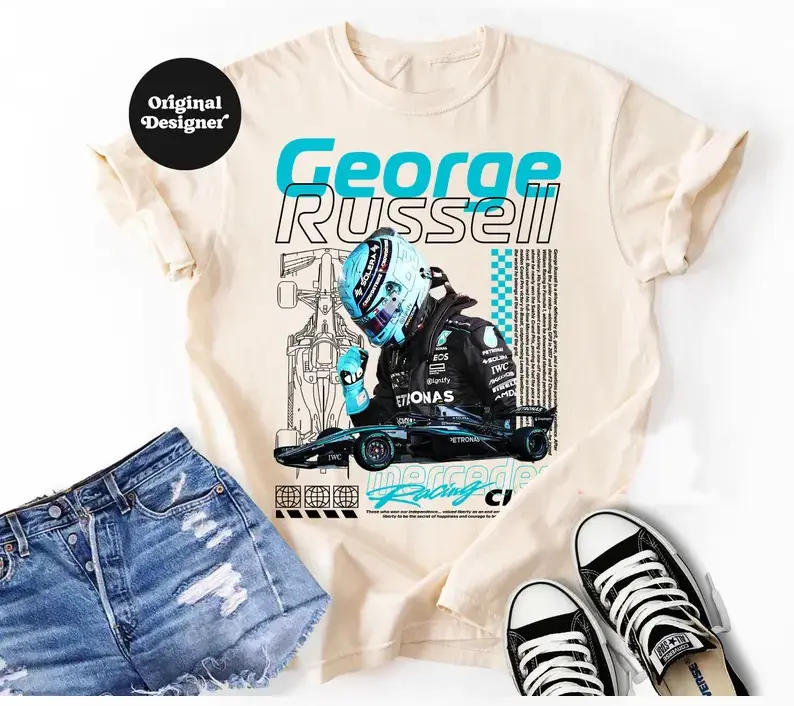 Vintage 90s George Russell  Shirt Homage Retro Classic Graphic Tee Bootleg Unisex Sport Sweatshirt Gift - Racing Shirt