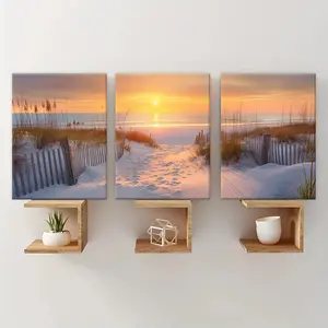 Wooden Framed Canvas Painting, 3 Counts/set Natural Landscape Pattern Canvas Wall Art, Modern Wall Decor for Home Living Room Bedroom Office, Art Wall Decoration, Canvas Prints