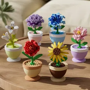 Four Seasons Elegance Potted Plant Blocks, Educational Toy Decorative Piece, Ideal Gift for Day, Fun Learning Activity