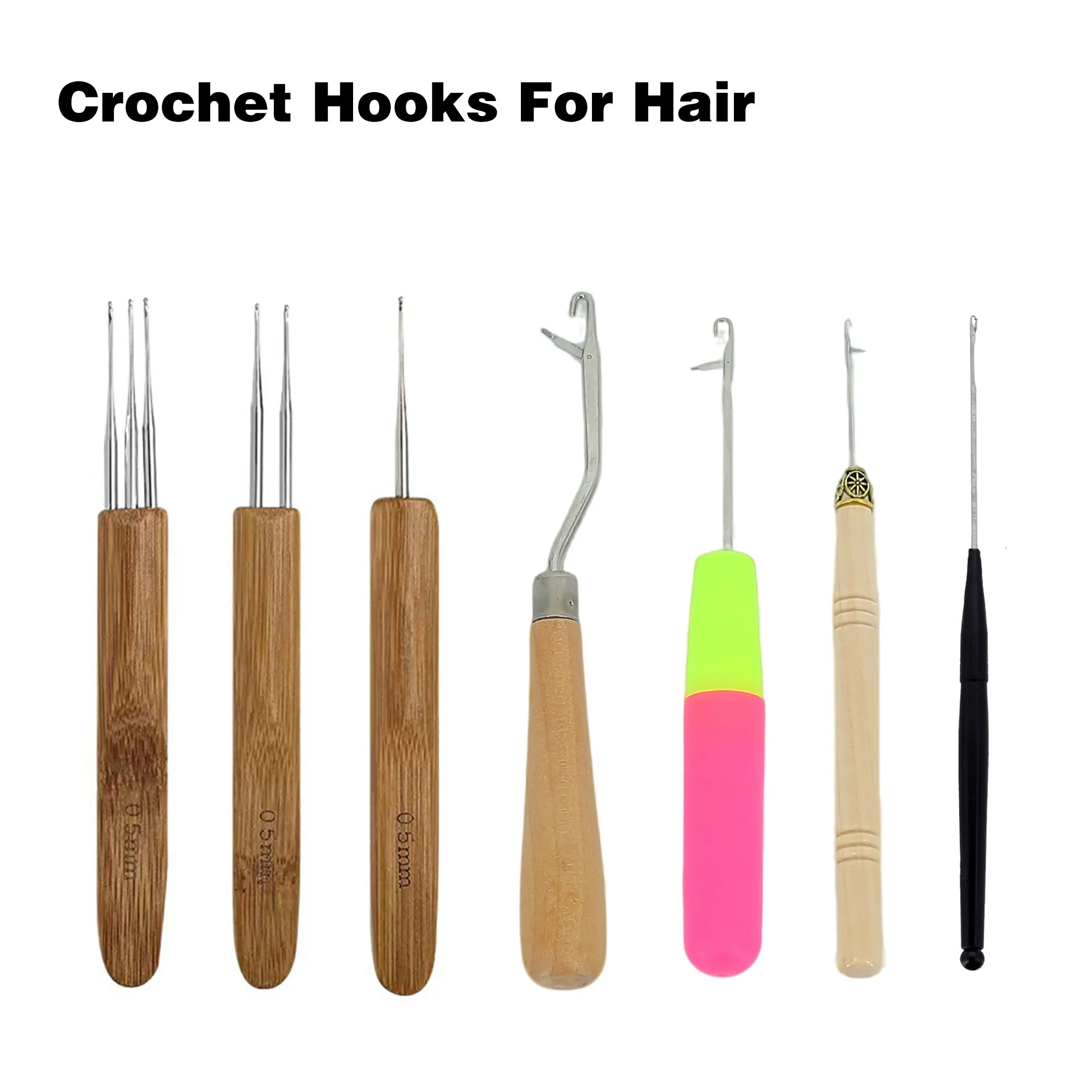 Dreadlock Crochet Hook Tool 7 Pieces Crochet Hook for Hair Different Sizes Latch Hook Interlocking Tool Hair Loop Tool Crochet Hair Needles Dreadlock Accessories Hair Styling Tool Hair Tools