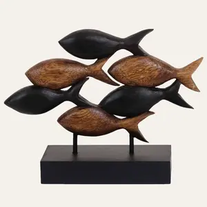 Aqua Serenity – Hand-Carved Wooden Fish Sculpture, Artistic Home Décor, Gift for Mom