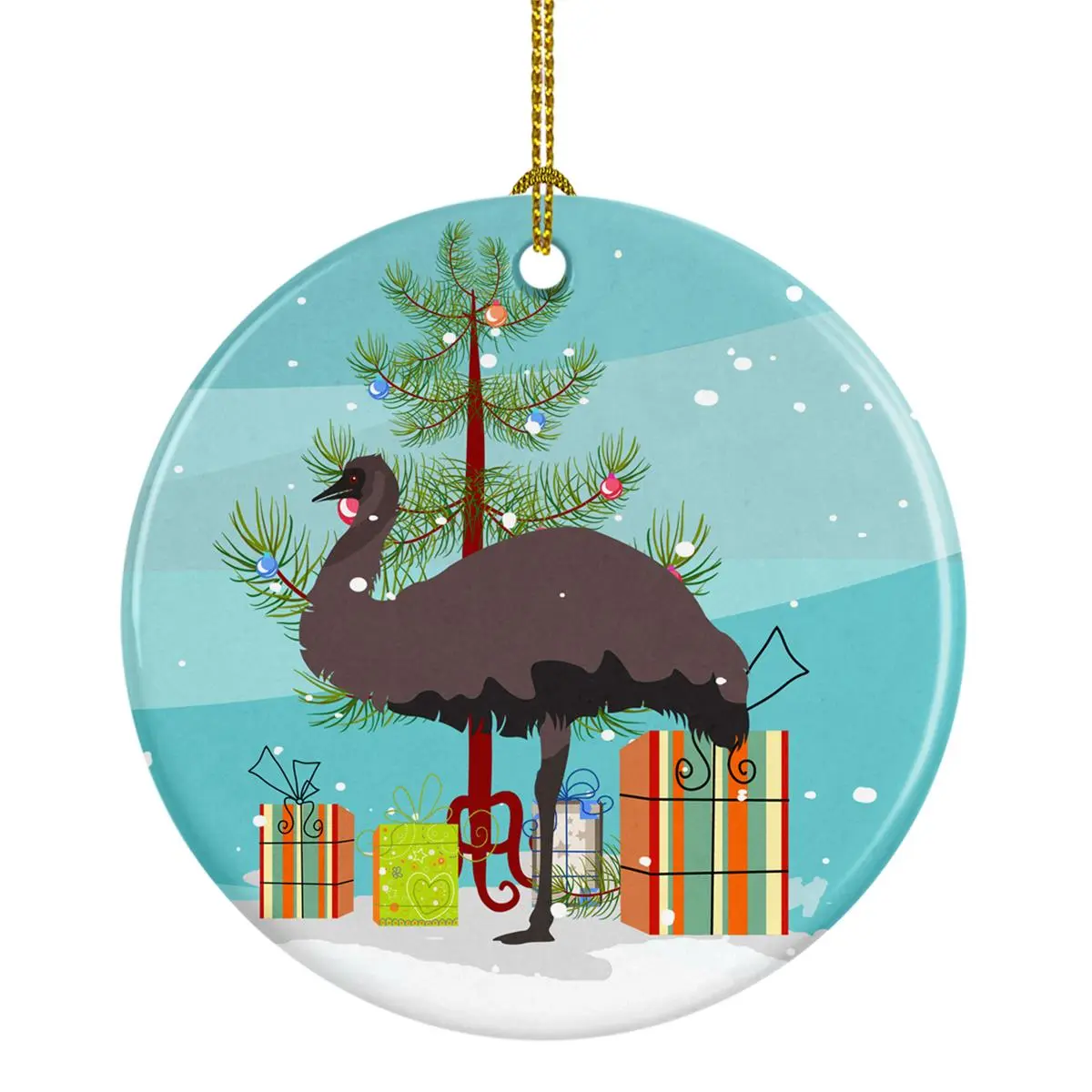 212 MAIN Paint-Your-Own Emu Porcelain Round Ornament - Gloss White Ceramic, Ceramic Christmas Decor, Home Festive Accent, Ideal Gift for Friends, Gloss White Ceramic Ornament