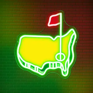 Golf Map Neon Sign Wall Decor, Decorative Neon Light, Adjustable Brightness LED Glowing Marker for Golf Course Gym Club Bedroom Office Park Party Decoration