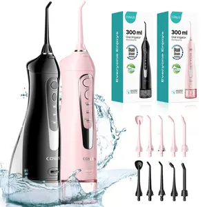 COSLUS CX20 2-Pack Cordless Water Flosser, 10 Nozzles,IPX7 Waterproof Oral Irrigator for Home and Travel | Perfect for Braces, Orthodontics & Dental Care/Fights Plaque&Tartar,Hygiene Health Cleaning Convenient oral teeth cleaner Toothcare