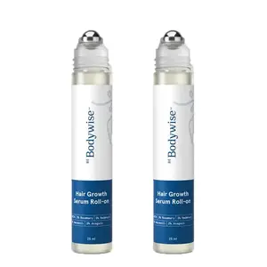【1 Pack of 2 bottles】Be Bodywise Advanced Hair Growth Roll-On Serum 25ml with 3% Rosemary 2% Aminexil 3% Redensyl 2% Anagain Paraben & Sulphate Free Non-Oily Mess-Free