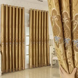 Vintage Luxury Jacquard Blackout Heavy Curtain with Top Ring, Minimalist Style Drapes for Living Room Bedroom Balcony Kitchen Decoration Window Curtain