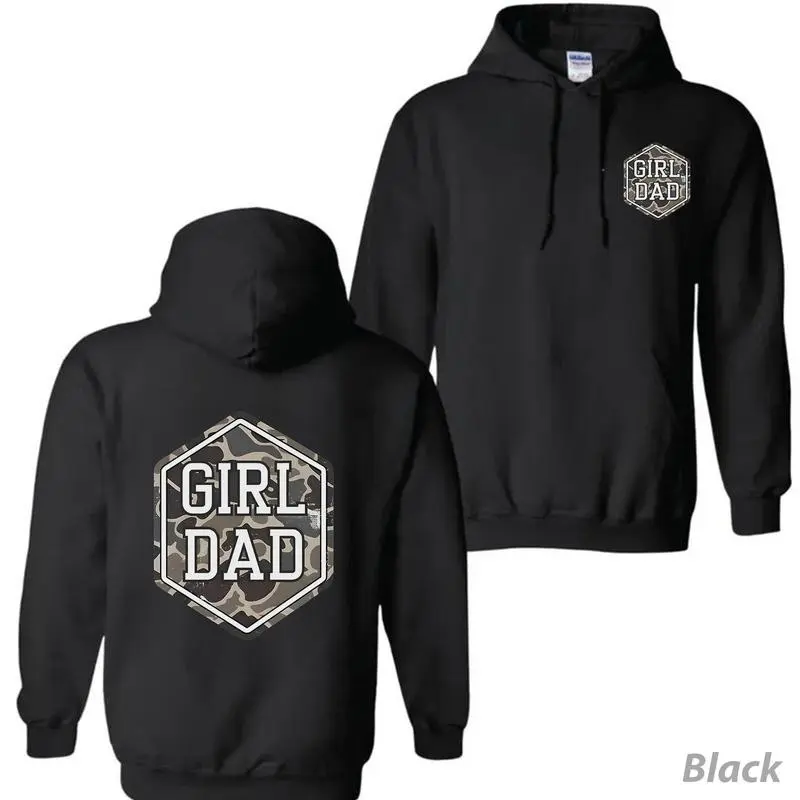 Gildan Camo Menswear Hoodie - Casual Cotton Sweatshirt Tops, Proud Dad of Girl Gift from Daughter, Full-Size Unisex USA-Made Printed Apparel