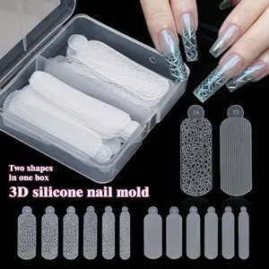 24pcs Nail Silicone Sticker Mold Christmas Snowflake Leopard Print 3D Sticker DIY Nail Sticker Kit Professional Nail Salon Tool Box Set