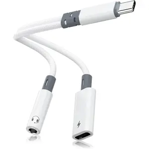 USB C to 3.5mm Headphone Adapter with Charger, 2 in 1 USB C to Aux Audio Jack Headphone Adapter with PD 60W  Dongle Splitter Compatible with  16/15Pro Max, Galaxy S25/S24/S23, Pixel 9/8