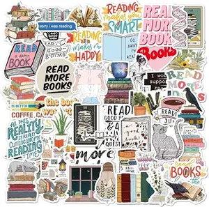 50pcs Book Stickers for Kindle, Bookish Reading Stickers for Laptop, Booktok Stickers Book Lover Clear Case Stickers Gifts Accessories for Teens Adults