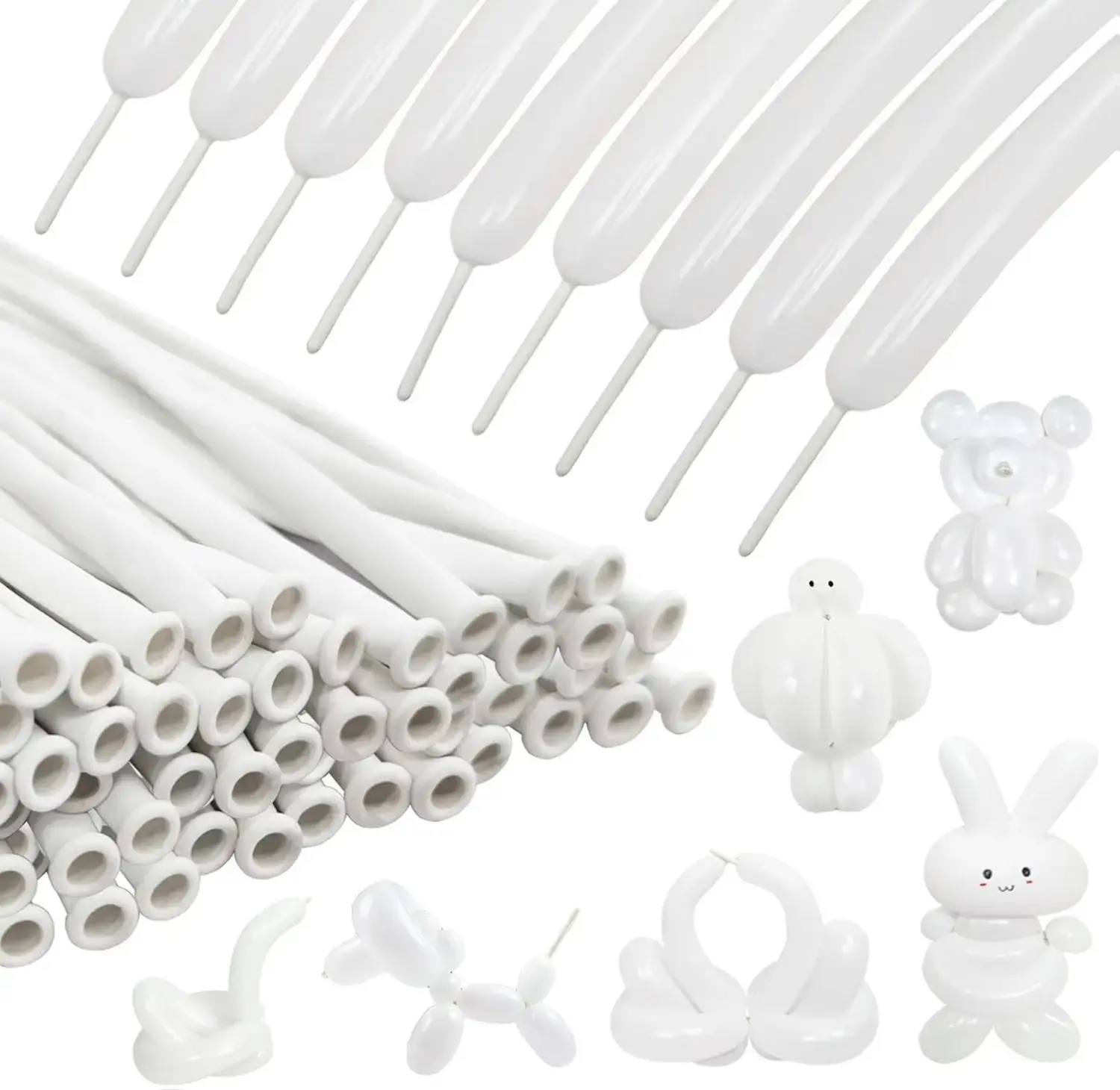 100Pcs 260 White Long Latex Balloons for Animal Modeling & Party Decorations Thickened Skinny Balloons for Birthday Wedding Christmas Decor