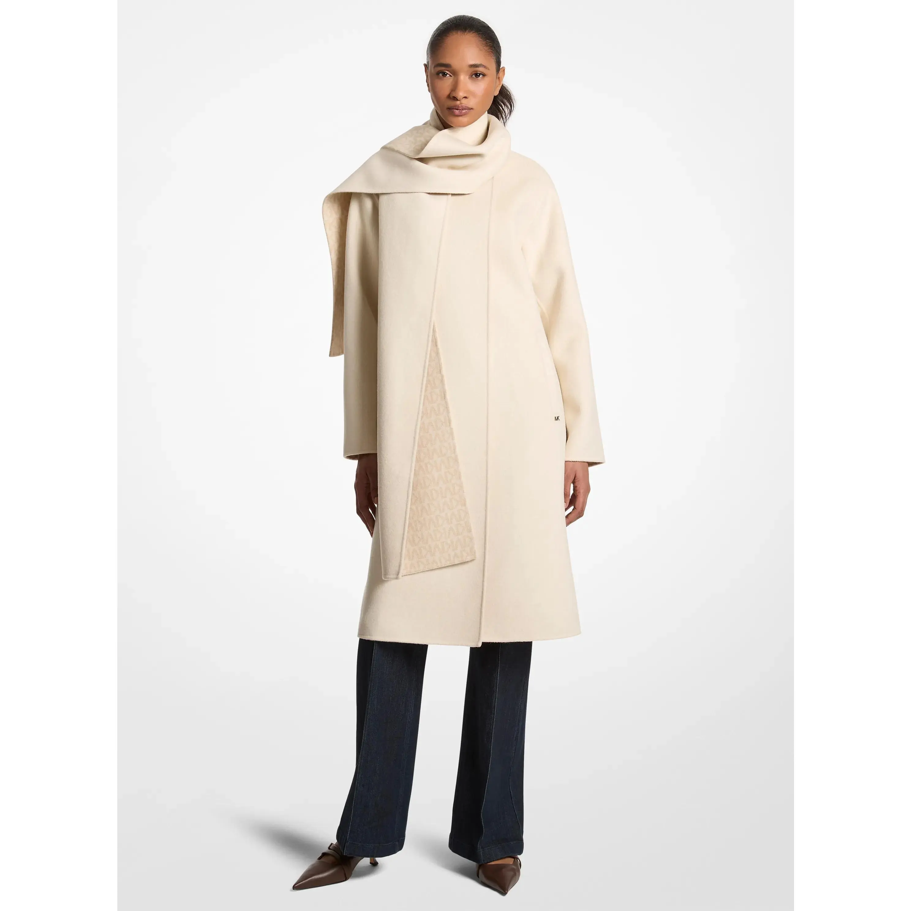 Wool Blend Wrap Coat With Scarf Wool Blend Wrap Coat With Scarf
