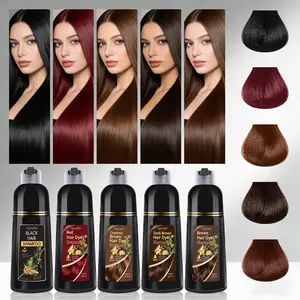 500ml Family-Size Hair Dye Shampoo, 3-in-1 Hair Coloring, Cleansing & Conditioning, Gentle Herbal Formula with 5 Shades Available for Shiny, Healthy Hair