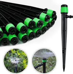 50Pcs Irrigation Drippers Drip Emitters, Micro Spray Adjustable 360 Degree Full Circle Pattern Water Flow Sprinkler Fits 1/4 (4-6mm) Irrigation Tubing for Garden Irrigation(Green/Blue/Red）