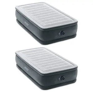 Intex Dura Beam Comfort Plus Airbed Mattress w/ Built In Pump, Twin Size, 2 Pack