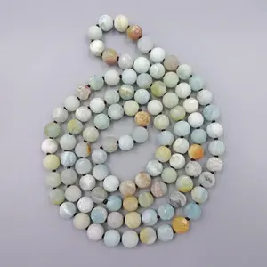 36" 8MM Matte Or Polished Finish Genuine Natural Amazonite Endless Infinity Beaded Necklace. Amazonite Chakra Mala Style Necklace.