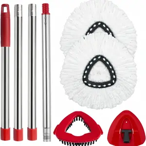 2 Pack Spin Mop Heads Replacements,Compatible with O Cedar EasyWring 1-Tank System,Microfiber Flat Mop Set with 1 Reusable Pads,30-58in Stainless Steel Handle,Plastic Brush,Easy-to-Replace for Wood,Tile Floors,   House Supplies,  SummerVibes.