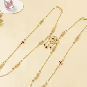 Moroccan Shammar; Luxurious Caftan Body Accessory Golden-Plated Shoulder Strap | Non-textile Metal Material, Tassel Detail