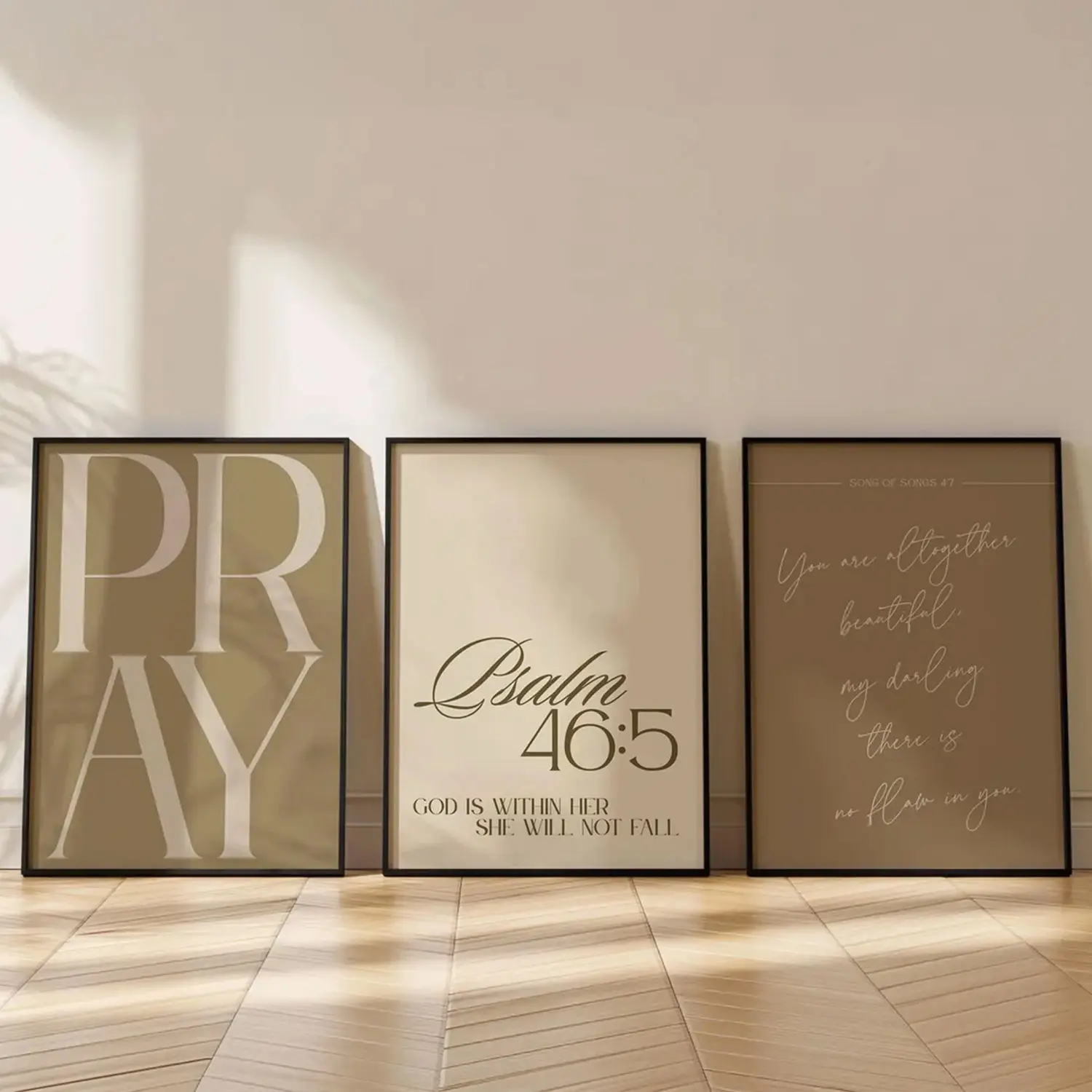 Set of 3 Bedroom Art, Neutral Christian Decor, Jesus Word Wall Art Minimalist Girl Room Decor, Bible Verse Scripture Wall Art Religious Decor