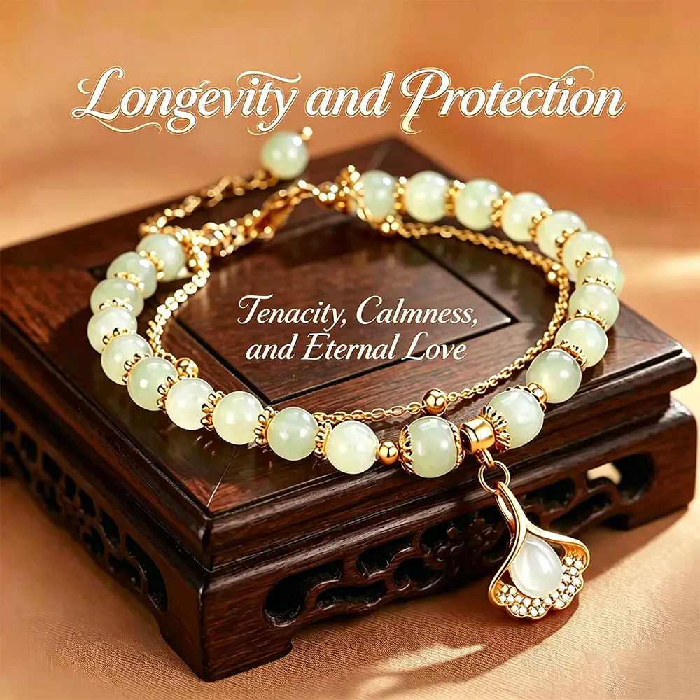 Ginkgo Leaf Imitation Jade Bracelet, Women's Costume Jewelry Accessory, Symbolic Gift for Everlasting Love,Jewelry for Aniversary / Birthday / Christmas / New Year / Valentine's Day Love Gift