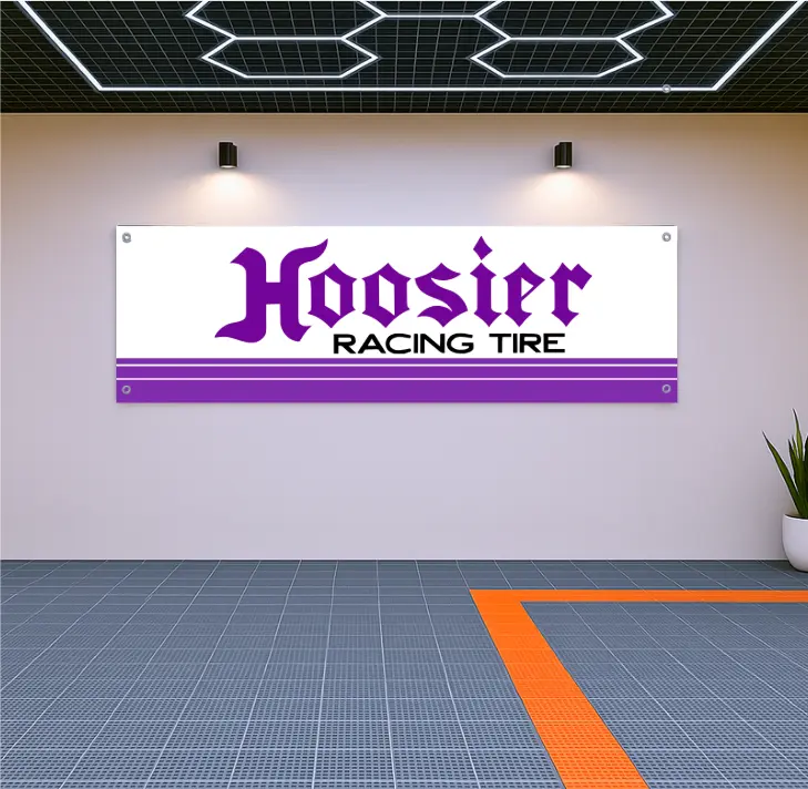 Hoosier Racing Tire Flag Banner 71x24" – Motorsport Art for Garage or Shop Wall Decor, Durable & Easy to Hang, Gift for Car Enthusiasts